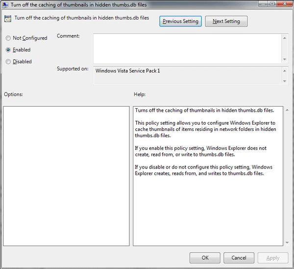 Prevent Thumbs Db Vista